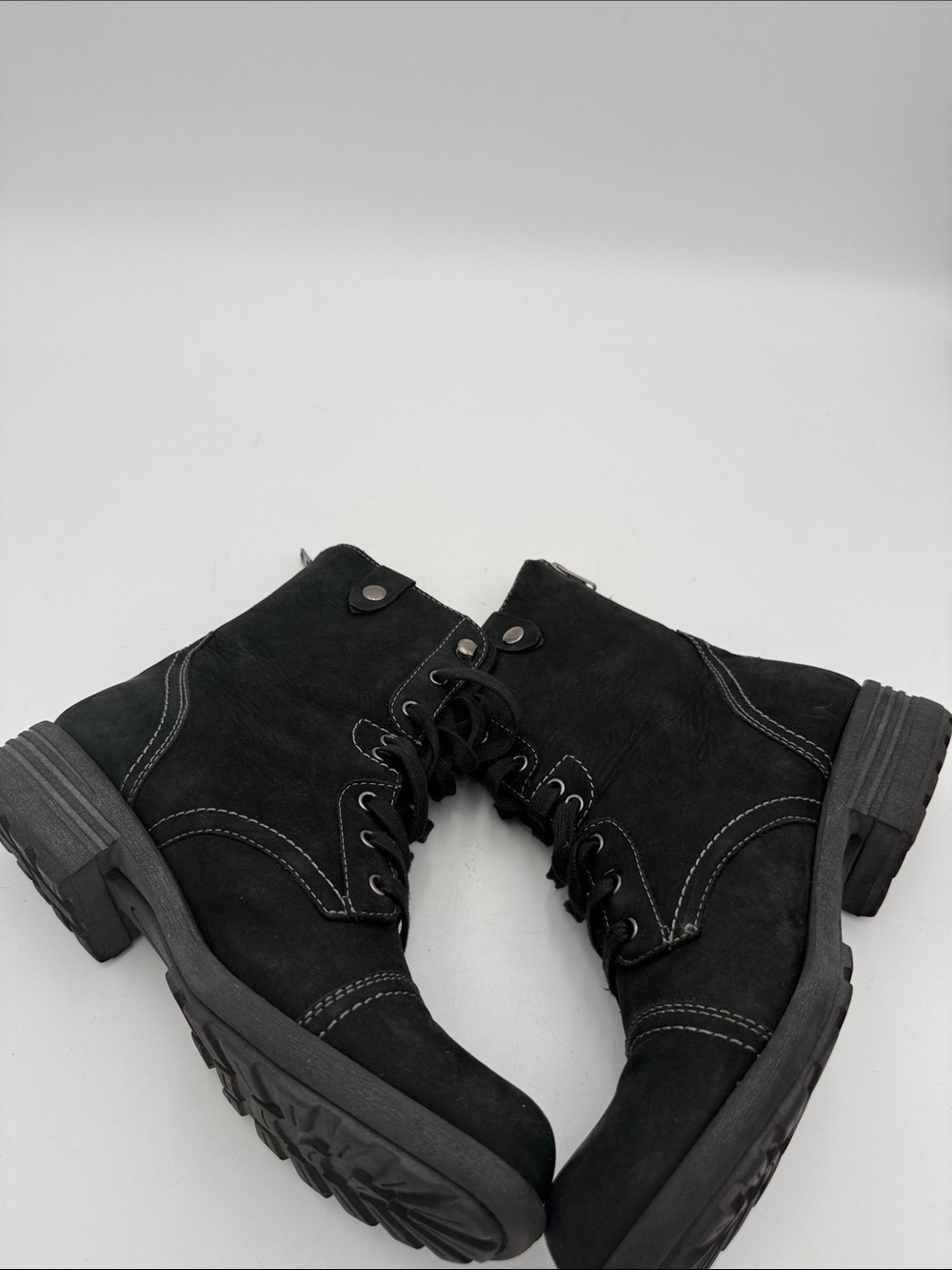 Rockport Black Lace-Up Ankle Boots women 9.5M combat casual office Y2K comfort - Picture 5 of 13